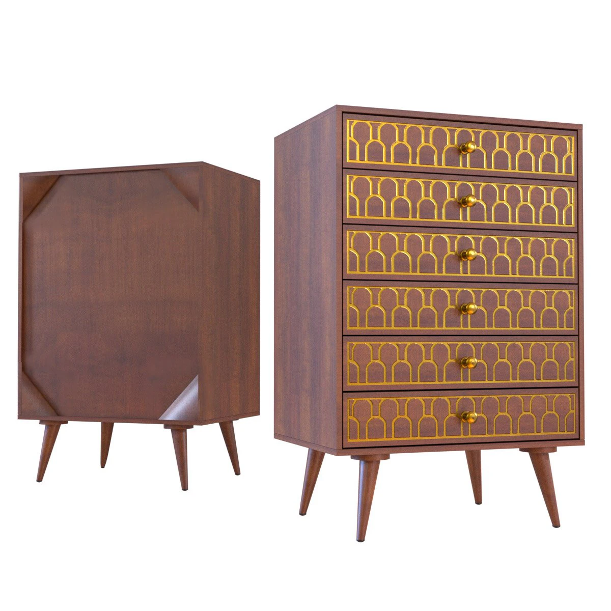 high dresser muskat 6 drawers 3D Model .c4d .max .obj .3ds .fbx .stl .blend