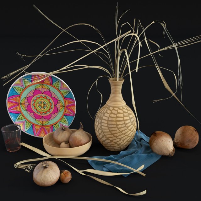 deko set straw 3D-Modell .c4d .max .obj .3ds .fbx .stl .blend 