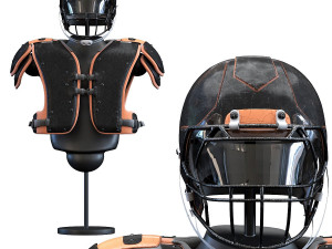 american footbal helmet and shoulder pads 3D Model