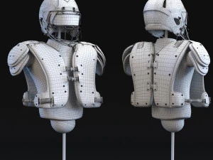 american footbal helmet and shoulder pads 3D Model