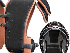 american footbal helmet and shoulder pads 3D Model