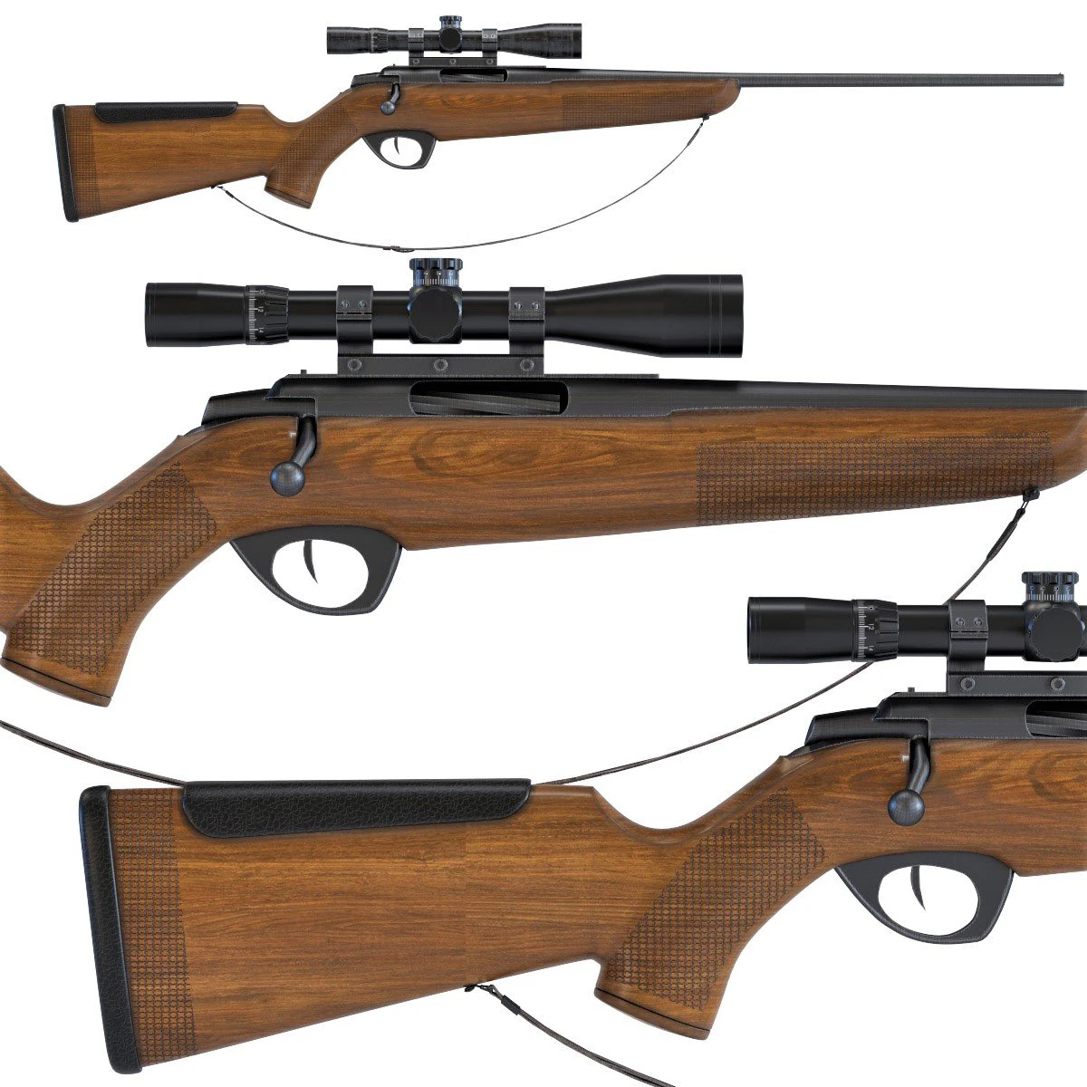 300 bolt action rifle 3D Model .c4d .max .obj .3ds .fbx .stl .blend 