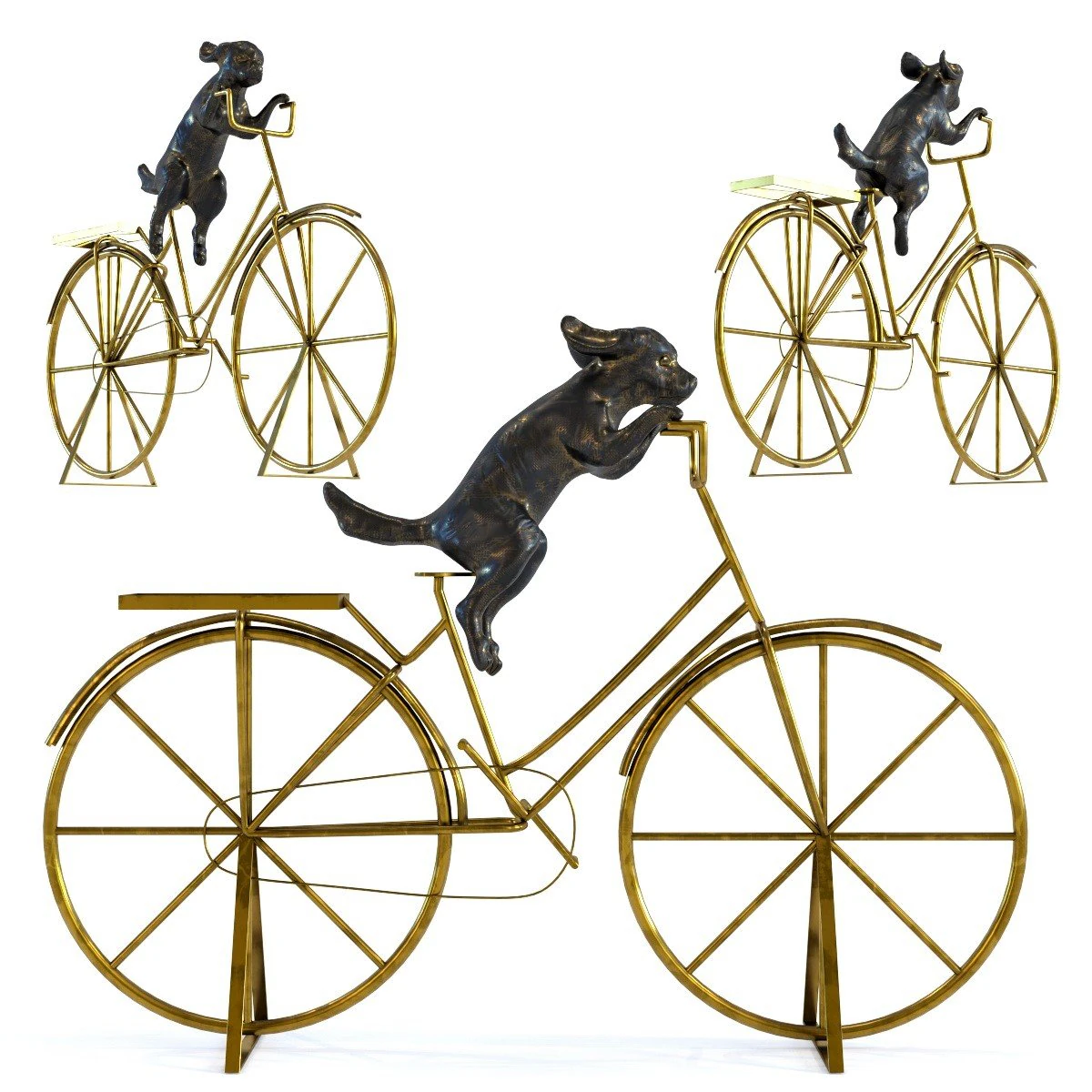 deco object dog with bicycle kare design 3D Model .c4d .max .obj .3ds .fbx .stl .blend 