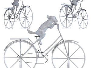 deco object dog with bicycle kare design 3D Model