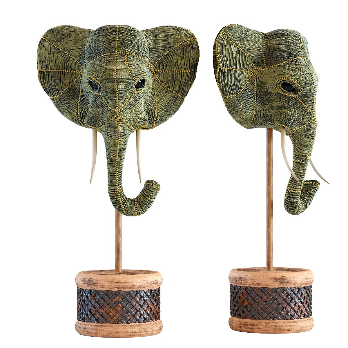 deco object elephant head pearls 49 3D Model .c4d .max .obj .3ds .fbx .stl .blend 