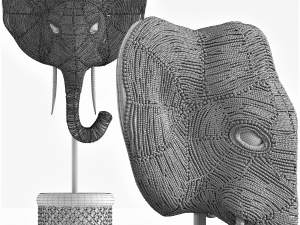 deco object elephant head pearls 49 3D Model