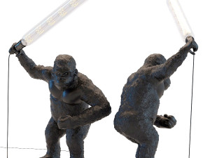 table lamp animal fighting kong mat black 3D Model