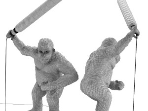 table lamp animal fighting kong mat black 3D-Modell