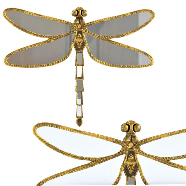 wall decoration dragonfly mirror 3D Модель .c4d .max .obj .3ds .fbx .stl .blend