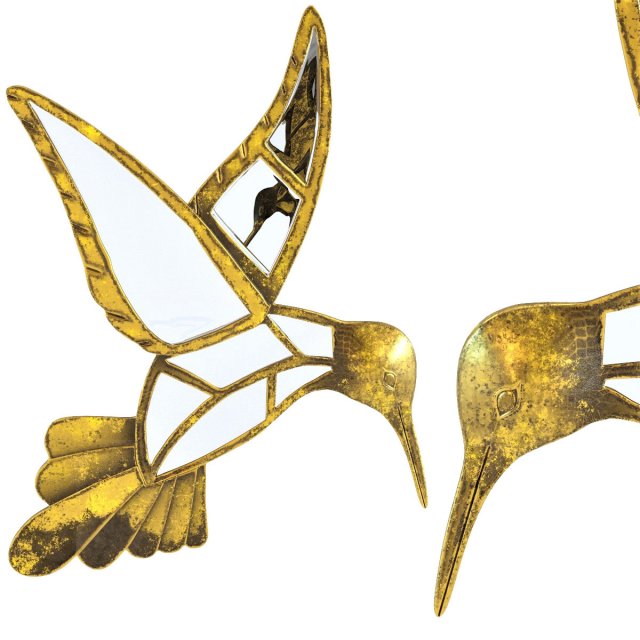 wall decoration hummingbird mirror Model 3D .c4d .max .obj .3ds .fbx .stl .blend
