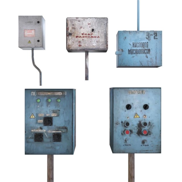 panel boxes electrical and oxygen 3D 모델 .c4d .max .obj .3ds .fbx .stl .blend 