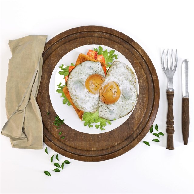 Fried eggs Modello 3D .c4d .max .obj .3ds .fbx .stl .blend 
