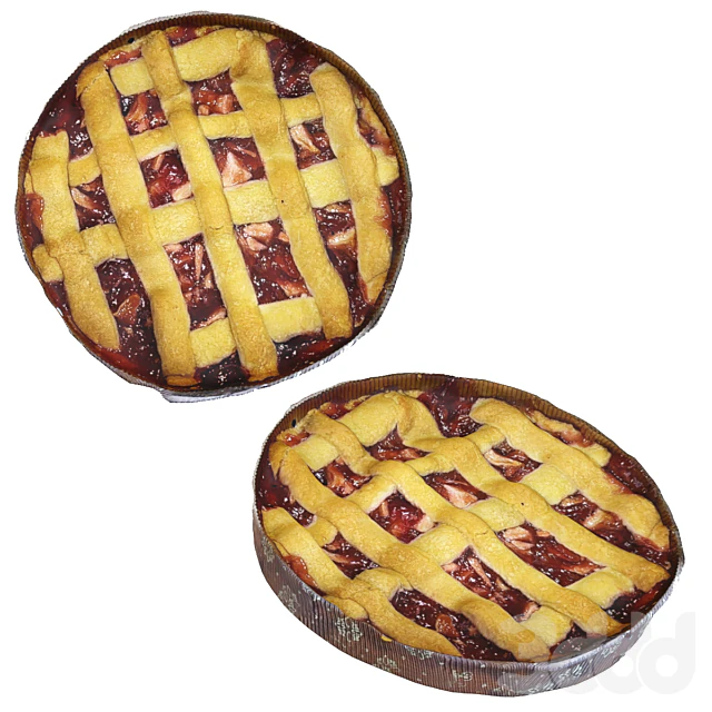 Cherry pie 3D Model .c4d .max .obj .3ds .fbx .stl .blend 