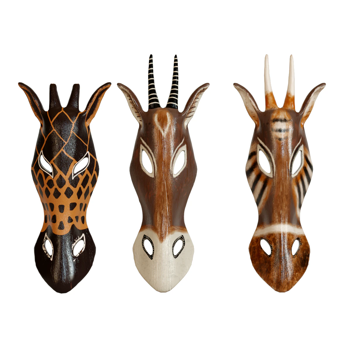 African giraffe mask 3D Model .c4d .max .obj .3ds .fbx .stl .blend