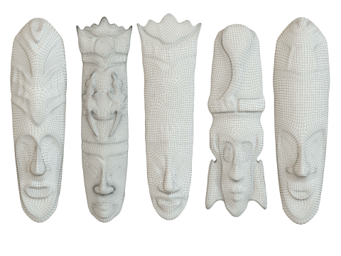 African mask set 001 3D-Modell