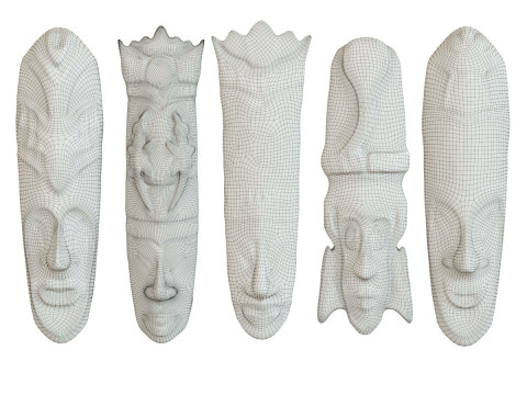 African mask set 001 3D-Modell