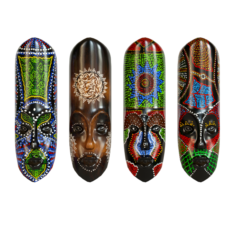African tribal mask set 3D Model .c4d .max .obj .3ds .fbx .stl .blend 