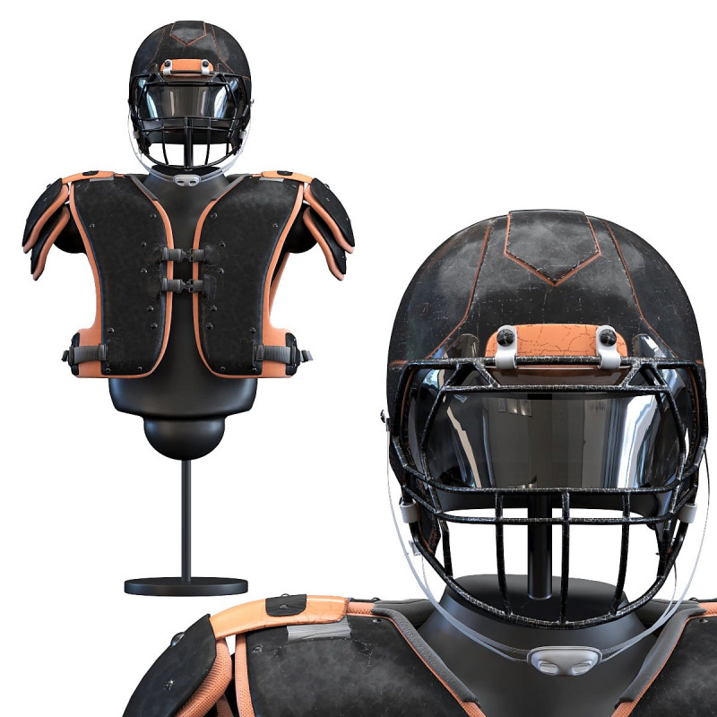 American Football Helmet and Protection 3D Model .c4d .max .obj .3ds .fbx .stl .blend 
