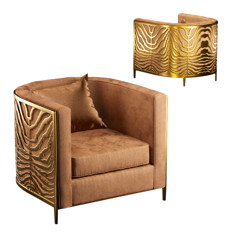 Armchair Matteo Brown 3D Model .c4d .max .obj .3ds .fbx .stl .blend 
