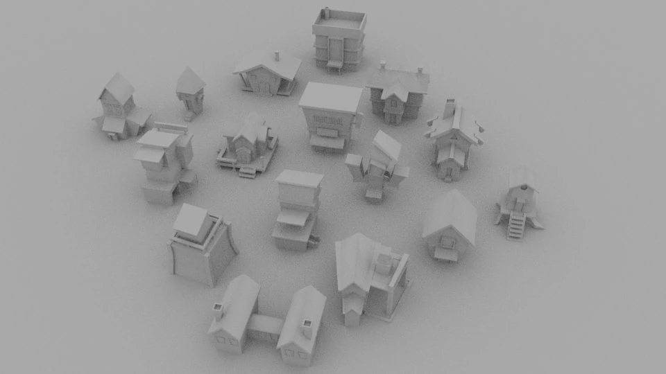 3d low-poly houses 3D Model .c4d .max .obj .3ds .fbx .stl .blend 
