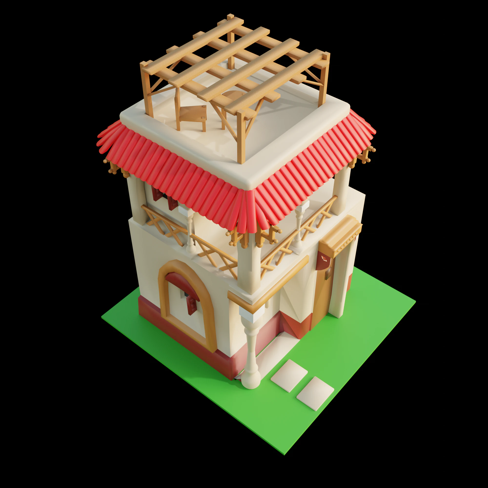 アイソメ図スタイルの家 3Dモデル .c4d .max .obj .3ds .fbx .stl .blend 