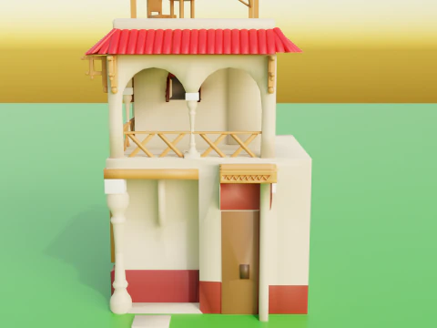 アイソメ図スタイルの家 3Dモデル