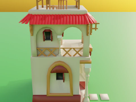 アイソメ図スタイルの家 3Dモデル