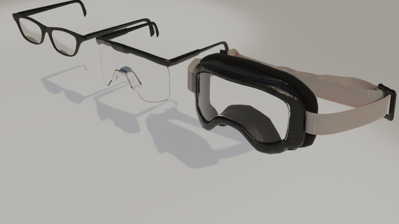 Construction Safety Glasses Normal Glasses Dirt Bike Glasses 3D 모델 .c4d .max .obj .3ds .fbx .stl .blend