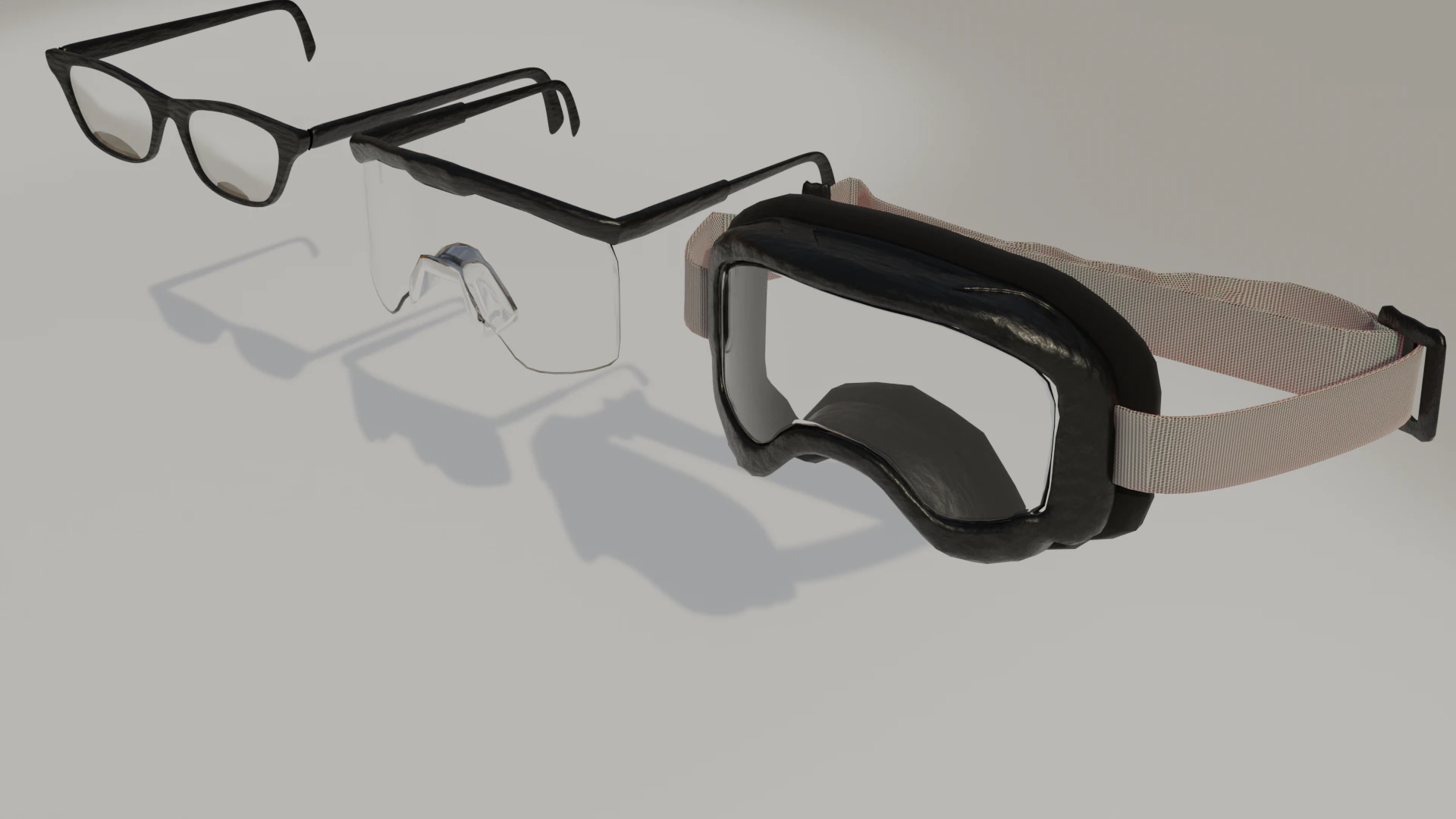 Construction Safety Glasses Normal Glasses Dirt Bike Glasses 3D Model .c4d .max .obj .3ds .fbx .stl .blend 