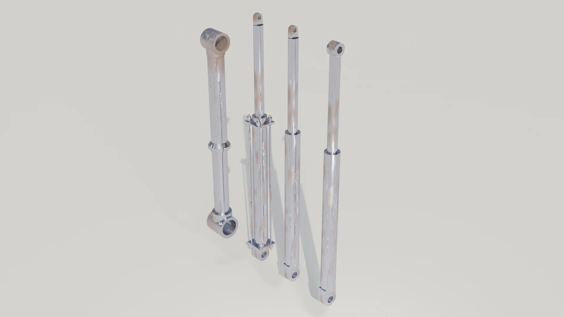 Hydraulic Cylinders 3D Model .c4d .max .obj .3ds .fbx .stl .blend 