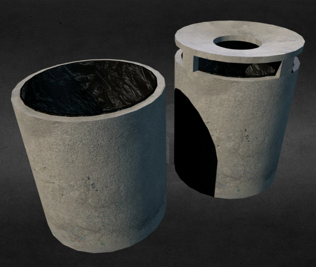 paper bin concrete pack x2 3D Model .c4d .max .obj .3ds .fbx .stl .blend 