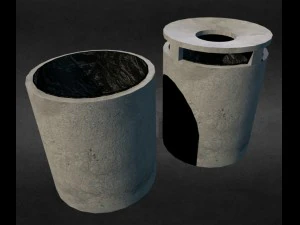 paper bin concrete pack x2 3D Model