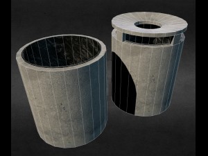 paper bin concrete pack x2 Modello 3D