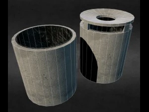paper bin concrete pack x2 3D Model