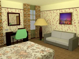 bedroom at the hotel 3D Model