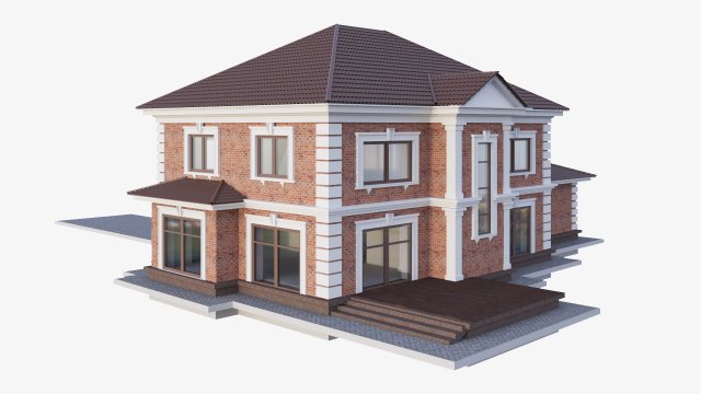 Brick house 3D Модель .c4d .max .obj .3ds .fbx .stl .blend 