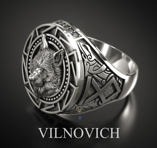 White wolf ring 3D Model .c4d .max .obj .3ds .fbx .stl .blend 