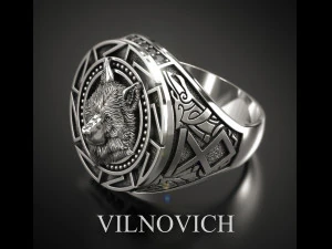 Білий вовчий перстень 3D Модель