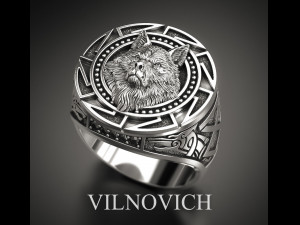 White wolf ring 3D Model