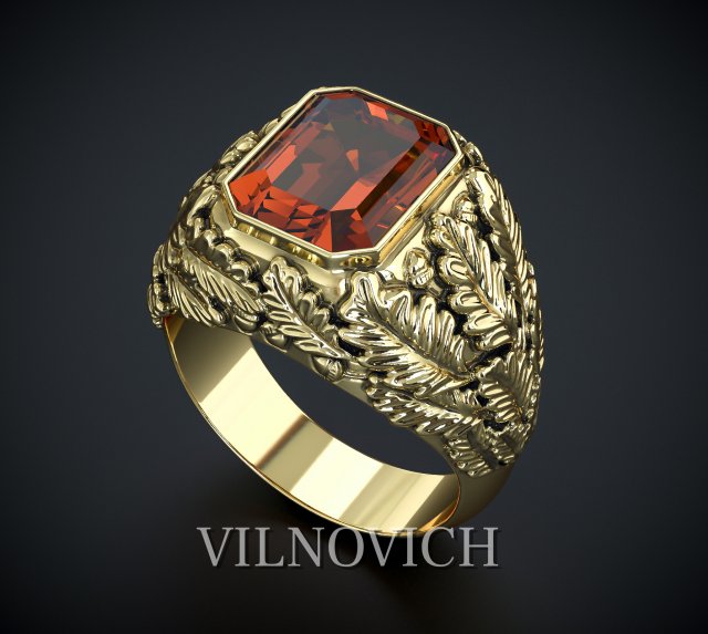 Mens ring with oak leaves Modèle 3D .c4d .max .obj .3ds .fbx .stl .blend 