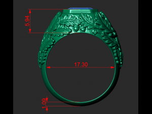 Mens ring with oak leaves Modèle 3D