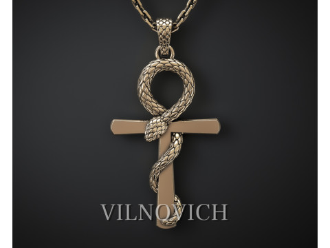 ANKH PENDANT WITH A SNAKE Printable Model 3D print model Modelo de Impressão 3D
