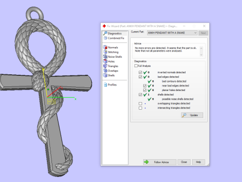 ANKH PENDANT WITH A SNAKE Printable Model 3D print model Model Cetak 3D