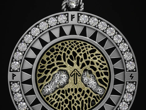 生命の樹のペンダント 3Dプリントモデル