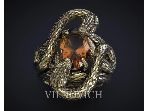 КОЛЬЦО С ДВУМЯ ЗМЕЯМИ 3D Принт Модель