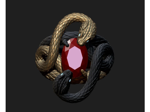 A RING WITH TWO SNAKES 3D-printmodel