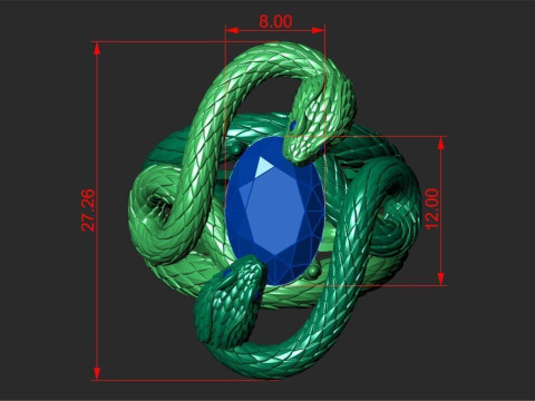 A RING WITH TWO SNAKES 3D-printmodel