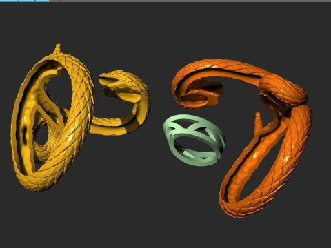 A RING WITH TWO SNAKES 3D-printmodel