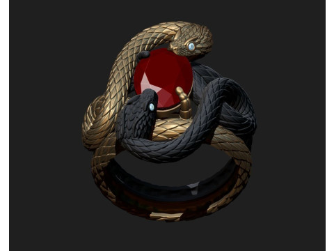 A RING WITH TWO SNAKES 3D-printmodel