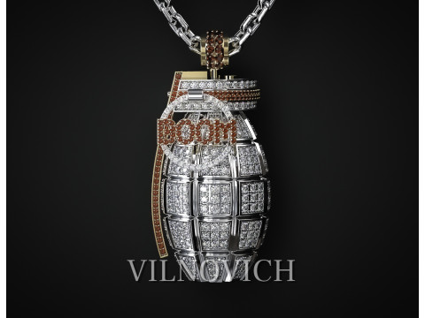 THE PENDANT IS AN ARMY GRENADE ENCRUSTED WITH STONES 3Dプリントモデル